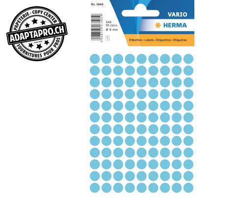 Pastilles de couleur HERMA Vario - dia 8mm - bleu - 540 pi&egrave;ces