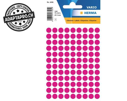 Pastilles de couleur HERMA Vario - dia 8mm - rose vif - 540 pi&egrave;ces