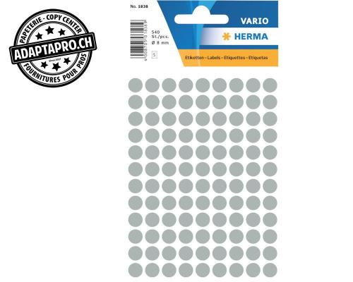 Pastilles de couleur HERMA Vario - dia 8mm - gris - 540 pi&egrave;ces