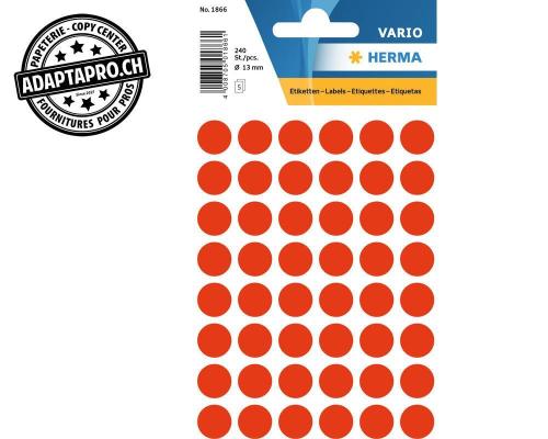 Pastilles de couleur HERMA Vario - dia 13mm - rouge fluo - 240 pi&egrave;ces