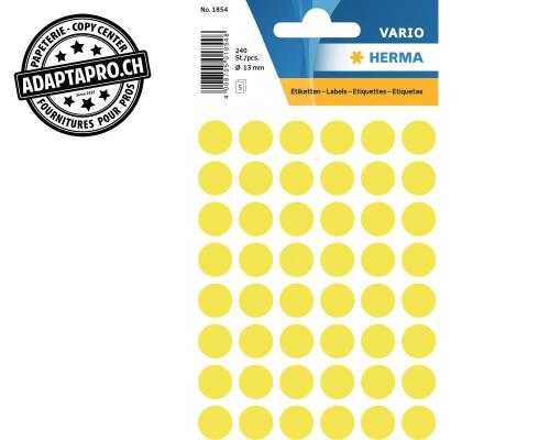 Pastilles de couleur HERMA Vario - dia 13mm - jaune fluo - 240 pi&egrave;ces