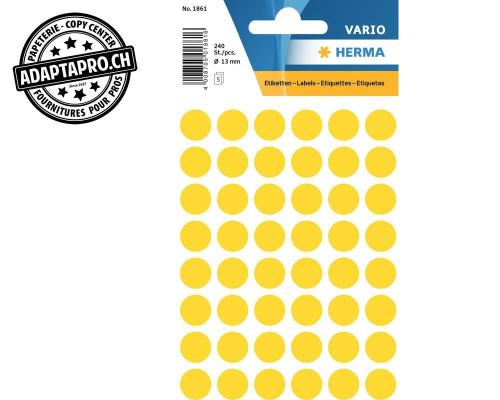 Pastilles de couleur HERMA Vario - dia 13mm - jaune - 240 pi&egrave;ces