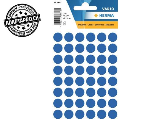 Pastilles de couleur HERMA Vario - dia 13mm - bleu fonc&eacute; - 240 pi&egrave;ces