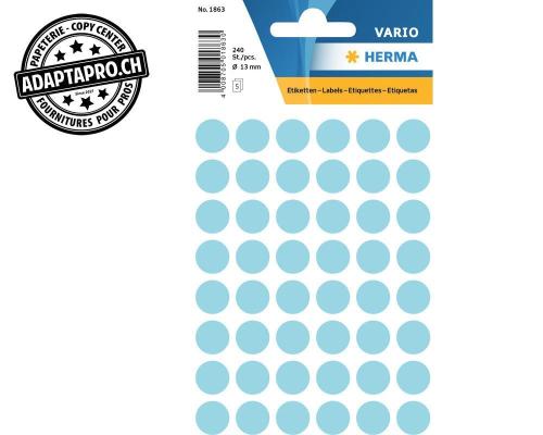 Pastilles de couleur HERMA Vario - dia 13mm - bleu - 240 pi&egrave;ces