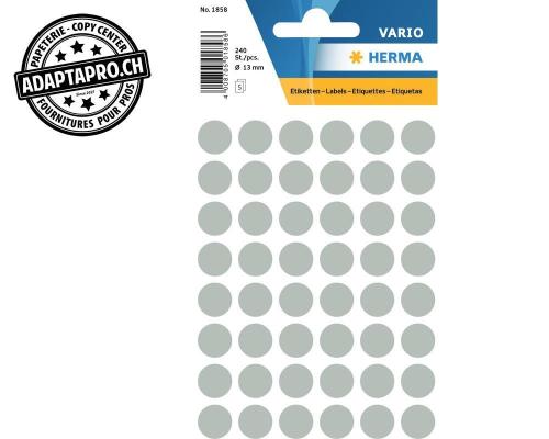 Pastilles de couleur HERMA Vario - dia 13mm - gris - 240 pi&egrave;ces