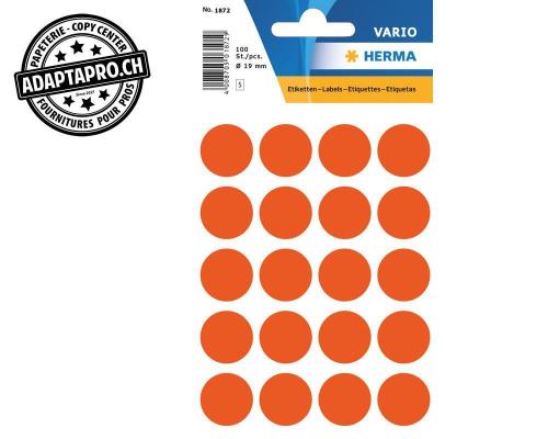 Pastilles de couleur HERMA Vario - dia 19mm - rouge - 100 pi&egrave;ces