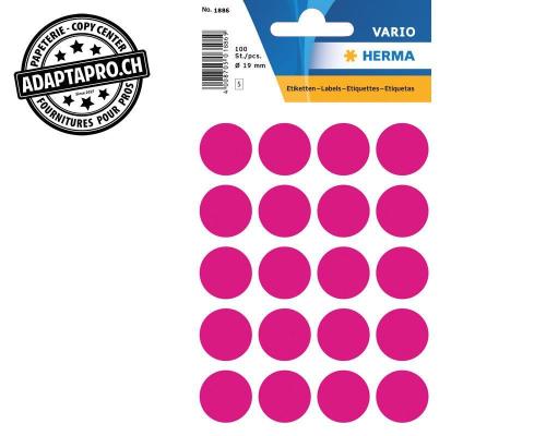 Pastilles de couleur HERMA Vario - dia 19mm - rose vif - 100 pi&egrave;ces