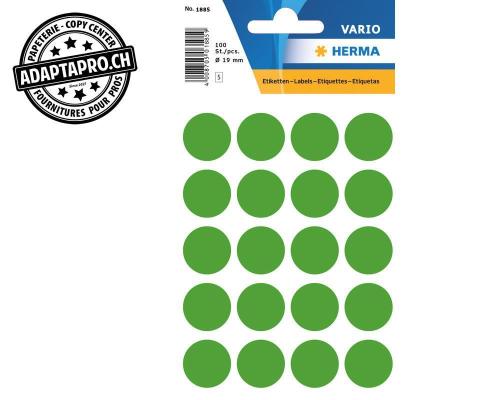 Pastilles de couleur HERMA Vario - dia 19mm - vert fonc&eacute; - 100 pi&egrave;ces