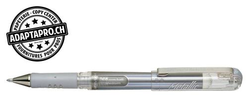 Roller PENTEL Hybrid Gel Grip DX - trait 1mm - Argent m&eacute;talis&eacute;