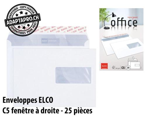 Enveloppes ELCO Office, petit emballage - C5 fen&ecirc;tre &agrave; droite - 25 pi&egrave;ces