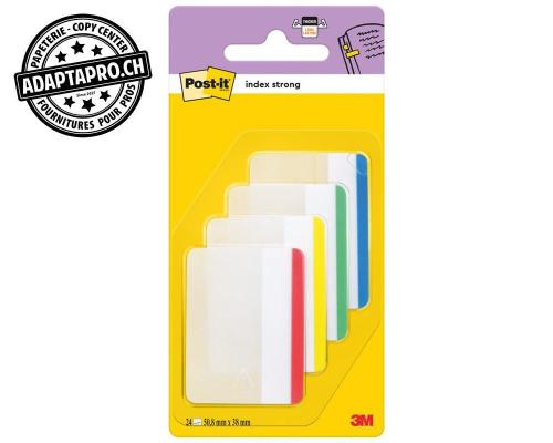 Post-it Index Strong Filing - cavaliers plats - 4 couleurs * 6 pi&egrave;ces