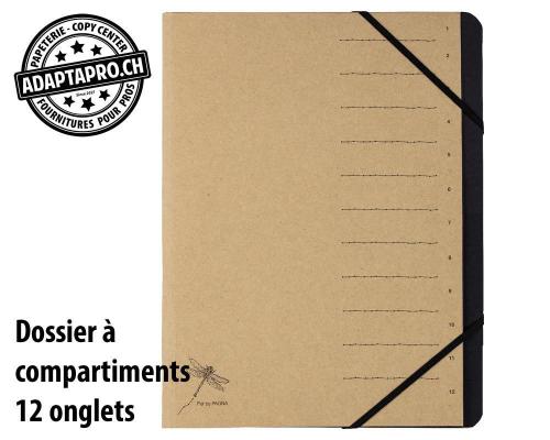 Dossier &agrave; compartiments PAGNA Pur - 12 onglets - nature