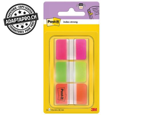 Index Post-it Strong Standard - cavalier - 3 couleurs * 12 pi&egrave;ces