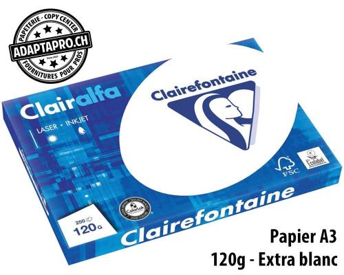 Papier premium CLAIREFONTAINE Clairalfa - FSC 120g - extra blanc - A3 - 250 feuilles