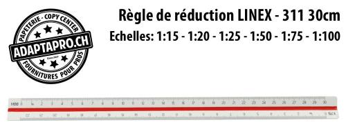 R&egrave;gle de r&eacute;duction LINEX - 318 30cm - PS Blanc - diverses &eacute;chelles