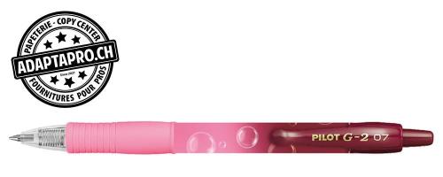 Roller &agrave; encre gel PILOT G-2 Limited Edition Bubbles - rose vif