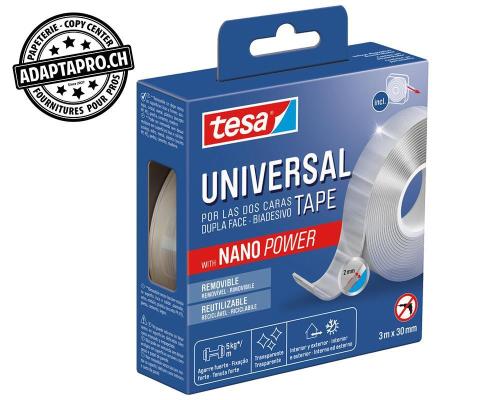 Ruban double face TESA universel Nano Power sur dérouleur 30mm x 3m