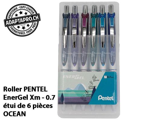 Roller PENTEL EnerGel Xm - 0.7 - en &eacute;tui de 6 pi&egrave;ces - set OCEAN