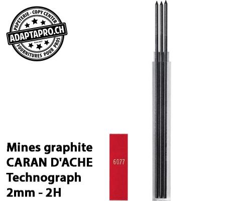 Mines graphite CARAN D'ACHE Technograph - 2mm - 2H - 3 pi&egrave;ces