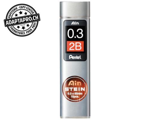 Mines graphite PENTEL AinStein - 0.3mm - 2B - 15 pi&egrave;ces