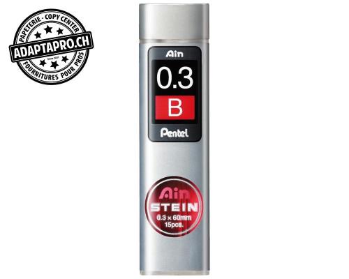 Mines graphite PENTEL AinStein - 0.3mm - B - 15 pi&egrave;ces