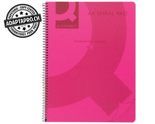 Cahier &agrave; reliure spirale Q-CONNECT - A5 - quadrill&eacute; 5mm - rose vif
