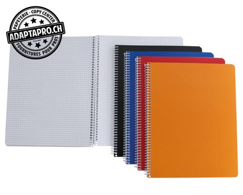 Cahier &agrave; spirale NATURA LINE - couverture PP - quadrill&eacute; 4mm - in-4&deg; - 96 pages