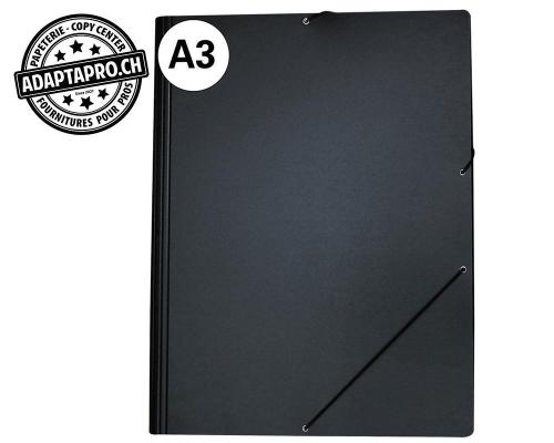Dossier en presspan EROLA avec 3 rabats - A3 - capacit&eacute; 45mm - noir