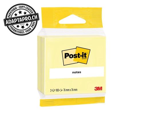 Notes adh&eacute;sives POST-IT jaunes - 76*76mm - 2x 100 feuilles