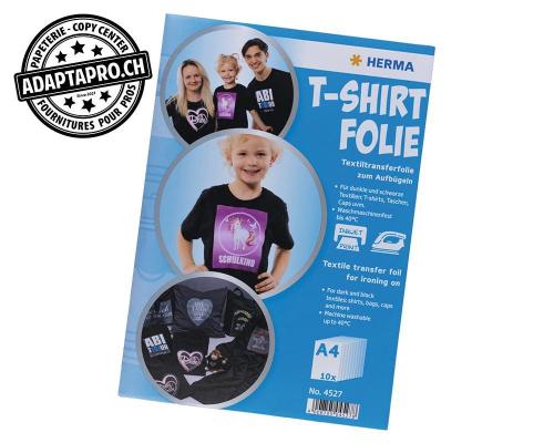Feuilles de transfert pour T-Shirt jet d'encre HERMA pour textiles fonc&eacute;s